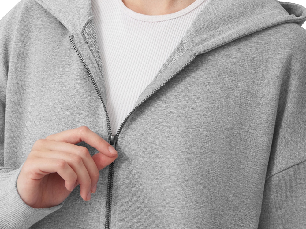 Толстовка оверсайз с капюшоном на молнии Monaco, серый меланж-5