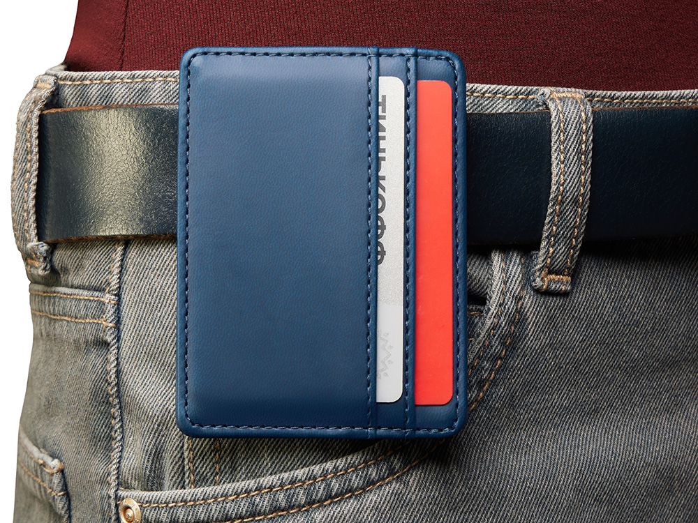 Картхолдер для двух карт и наличных денег с зажимом Crave, темно-синий-6