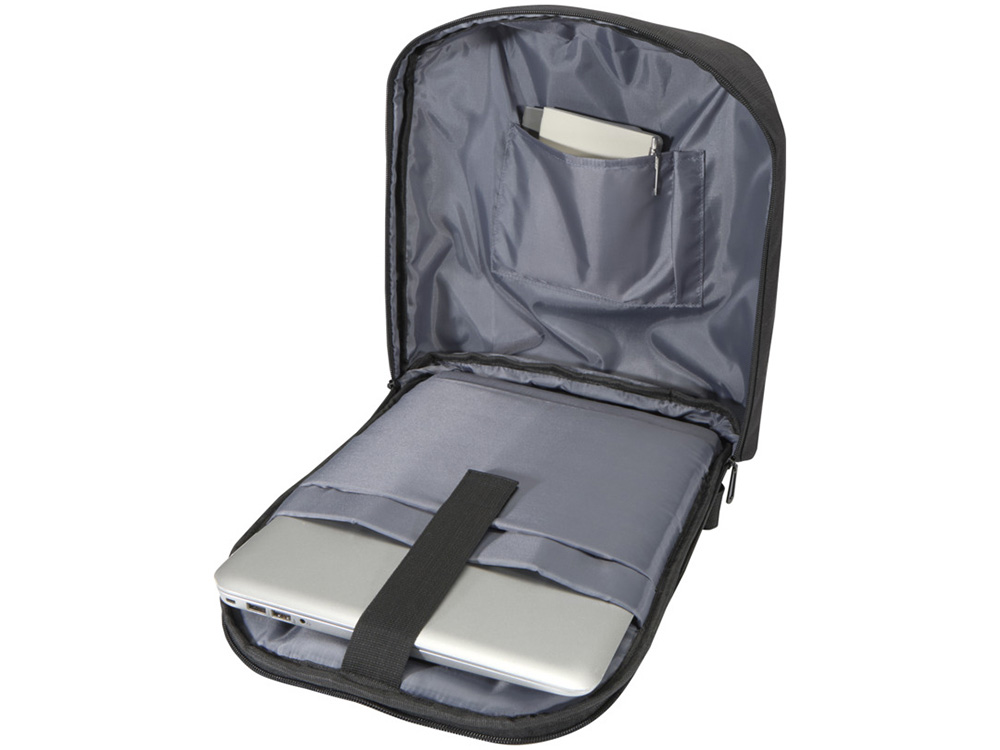 Рюкзак Luma для ноутбука с диагональю экрана 15 дюймов с защитой от кражи объемом 10 л из материала, переработанного по стандарту GRS - сплошной черный-4