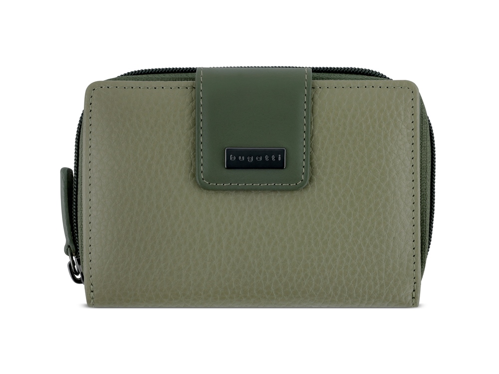 Кошелёк женский BUGATTI Sina, зеленый, воловья кожа/полиэстер, 13,7х3х9,5 см-1