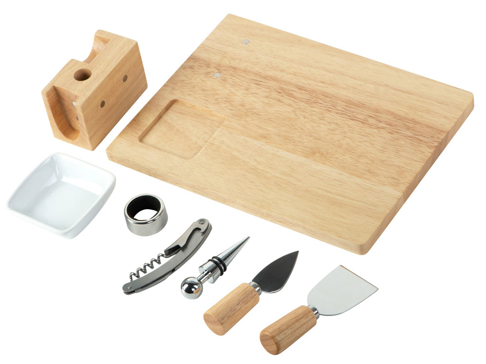 Набор Save time для сыра и вина со съемной подставкой, натуральный, серебристый-2