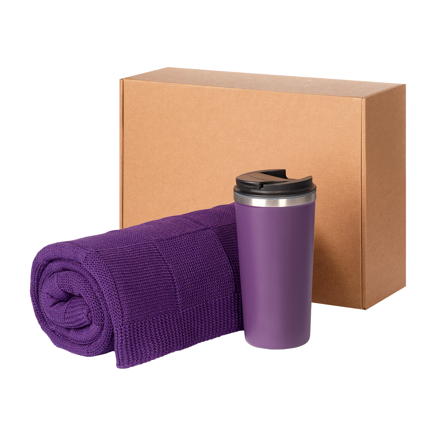Подарочный набор Palermo, Cella, фиолетовый (плед, термокружка)-0