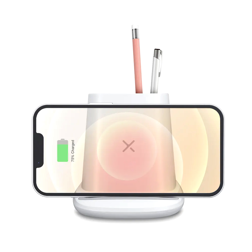 Настольный органайзер Limerick c беспроводной зарядкой и вентилятором, Белый-1