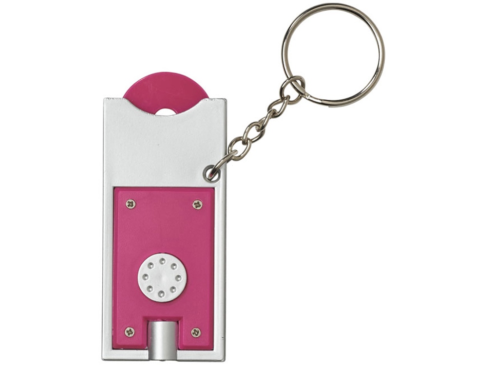 Брелок-держатель для монет Allegro с фонариком, фуксия/серебристый-2