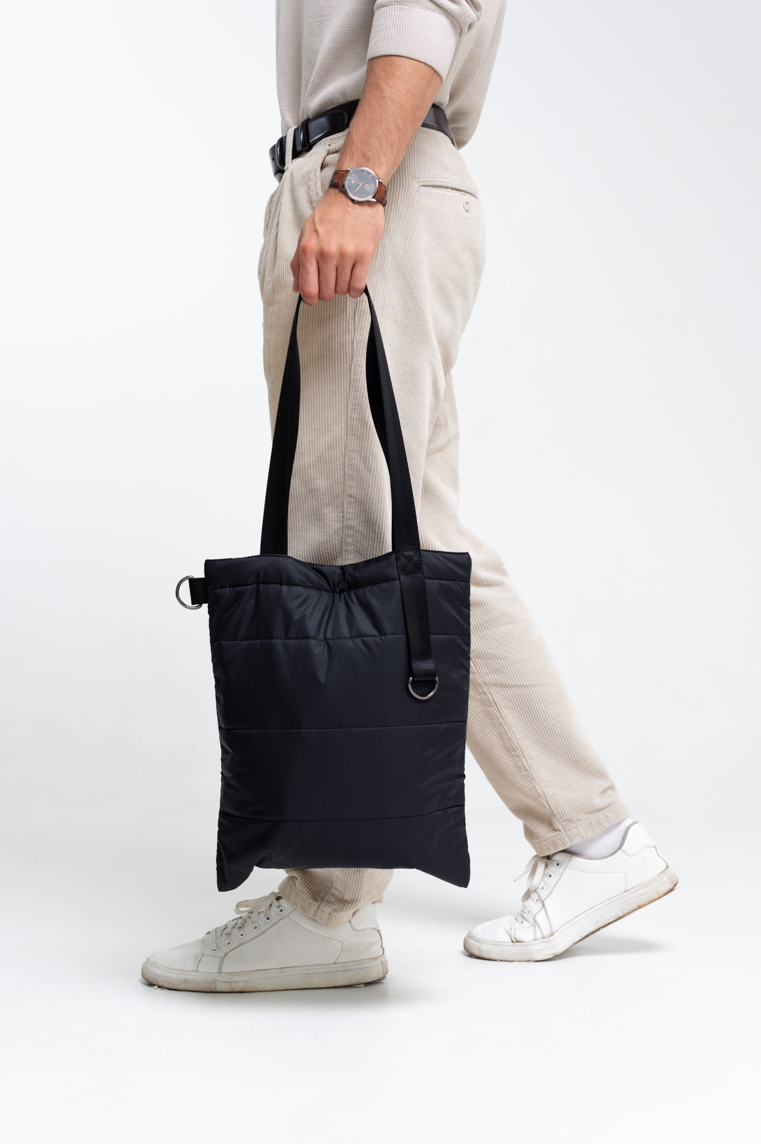 Шоппер Superbag Bubble, стёганый, с магнитной кнопкой (черный)-7