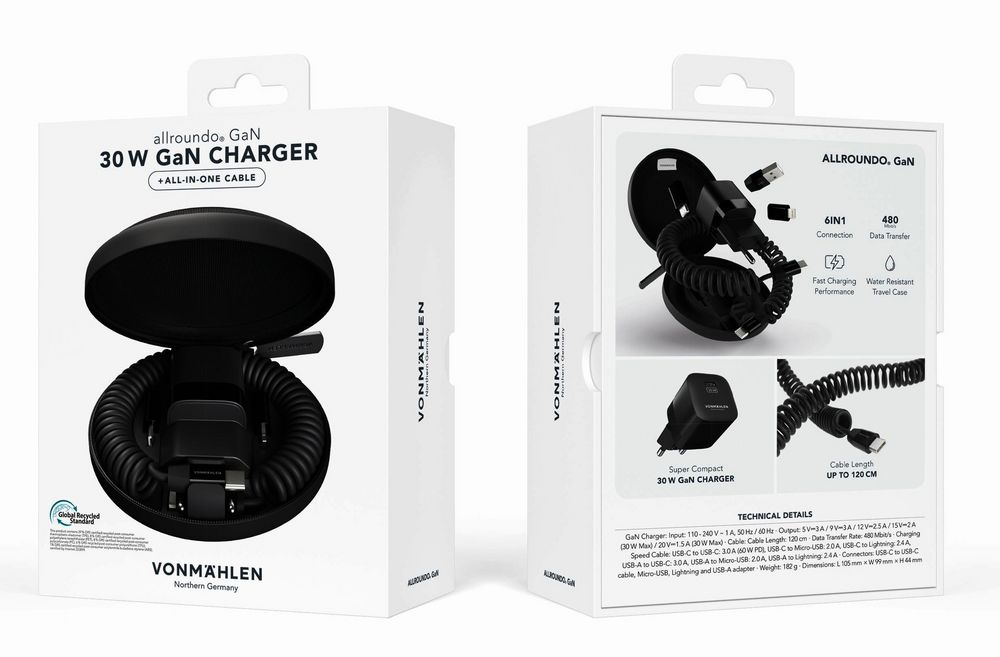 Зарядное устройство Vonmahlen Allroundo GaN, черное-4
