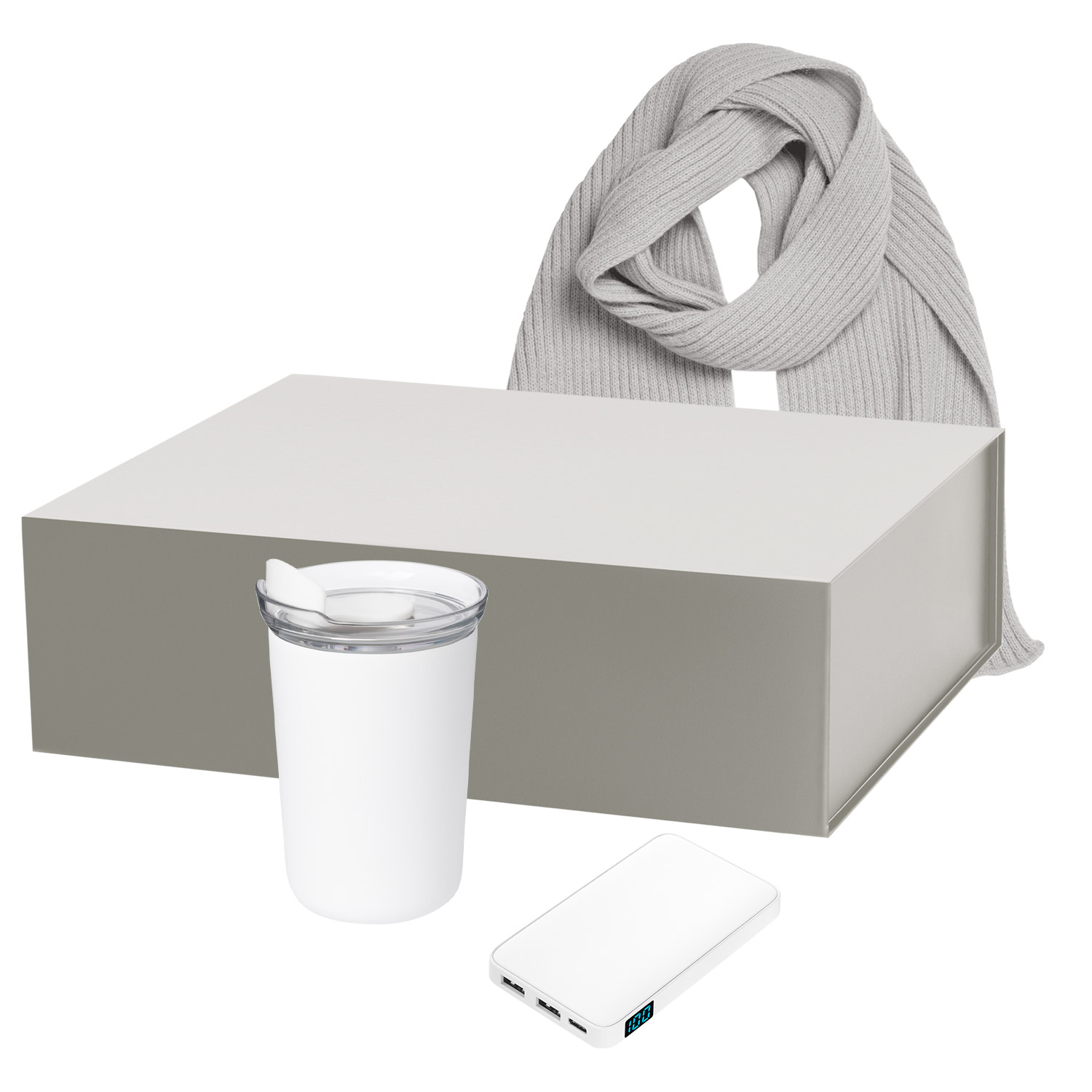 Подарочный набор Strada, Ancor, Forges, белый (термокружка, аккумулятор, шарф)-0