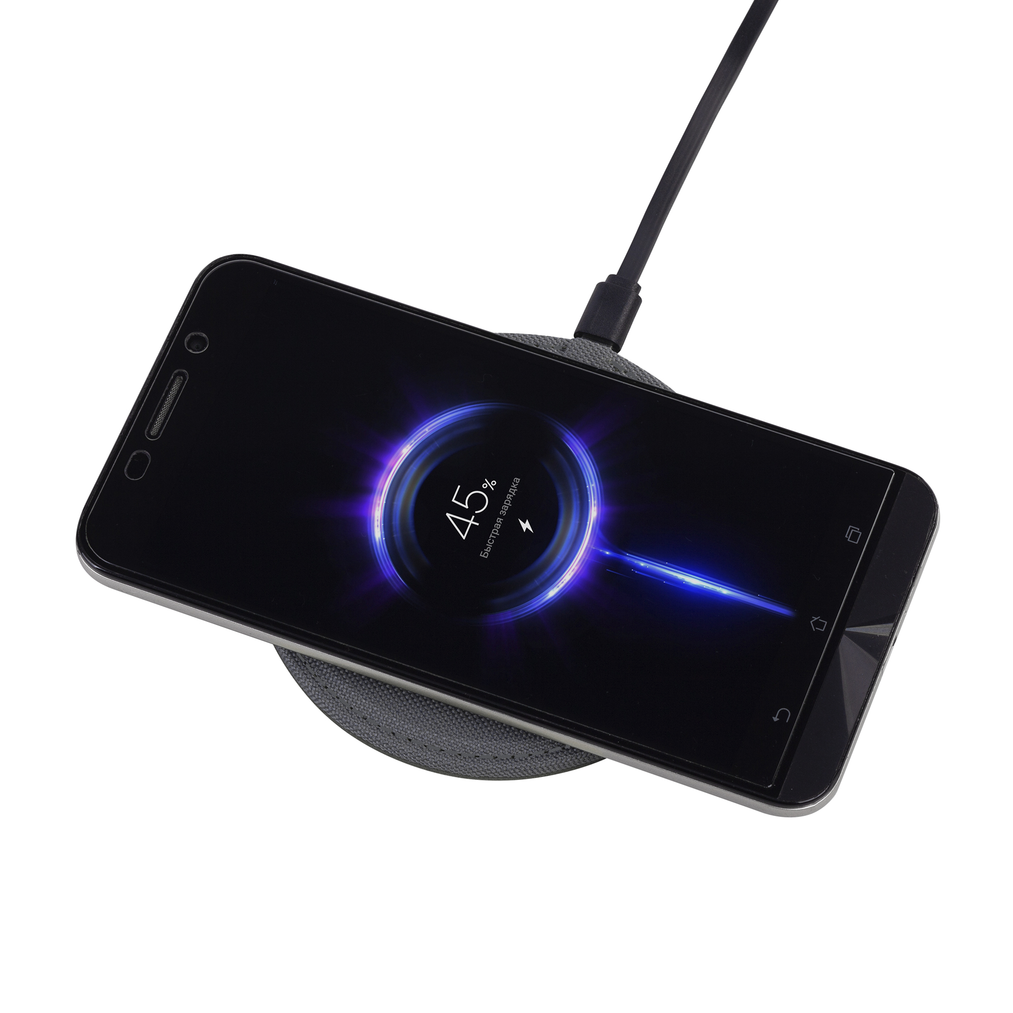 Настольное беспроводное зарядное устройство "Cool Gray", переработанный пластик (RPET)-1