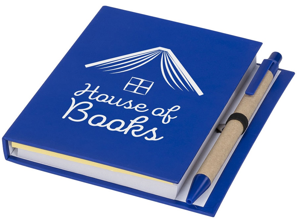 Цветной комбинированный блокнот с ручкой, синий-4