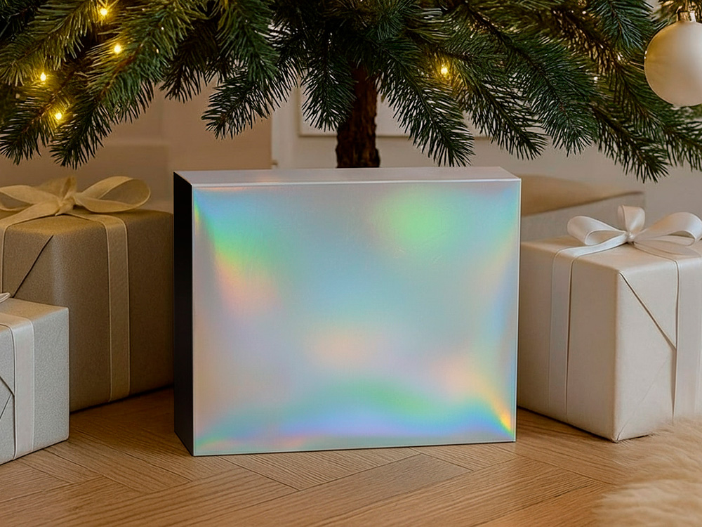 Подарочная коробка с голографическим шубером без печати Aurora, XL, 300х235х105 мм.-4