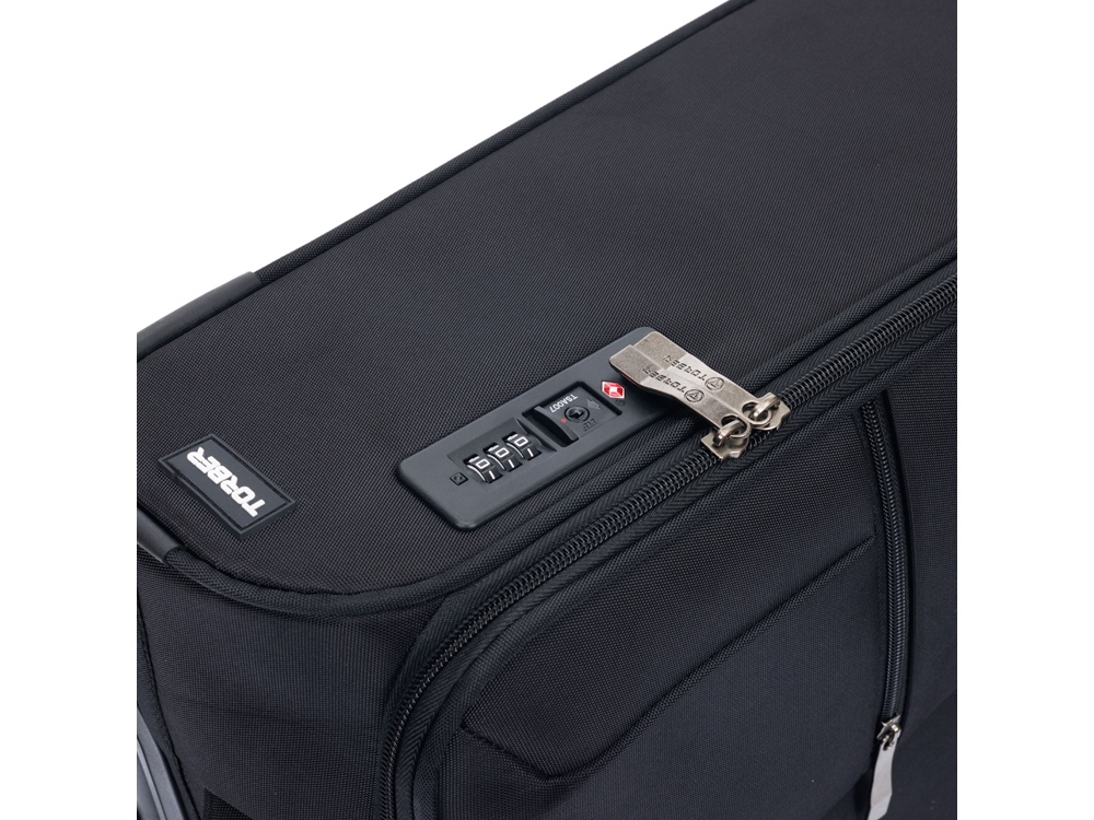 Чемодан TORBER Brosno, чёрный, нейлон 600D, 48 х 22 х 78 см, 85 л-8
