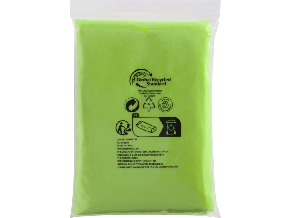 Одноразовый дождевик Mayan с чехлом для хранения из материалов, переработанных по стандарту GRS - Лайм-3