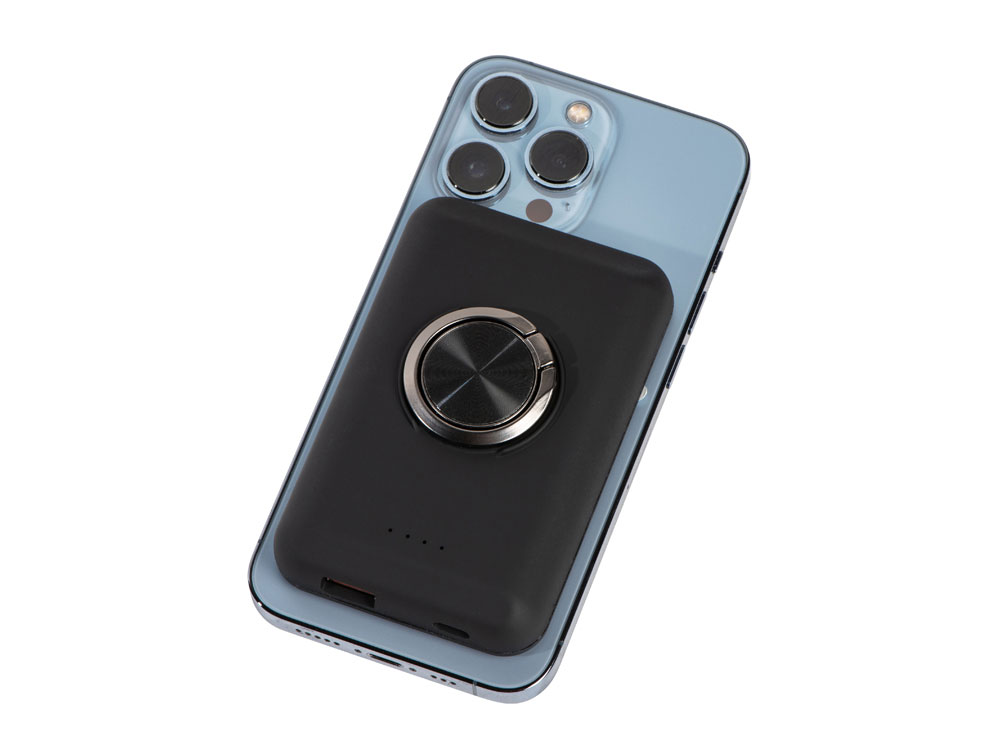 Магнитный беспроводной внешний аккумулятор MagnetIQ, 5000 mah, 10 W, черный-5