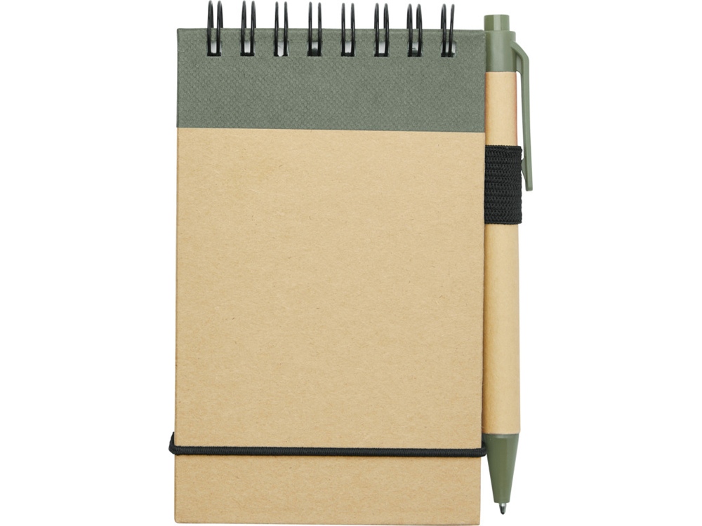 Блокнот А7 Zuse с ручкой шариковой, зеленый яркий-1