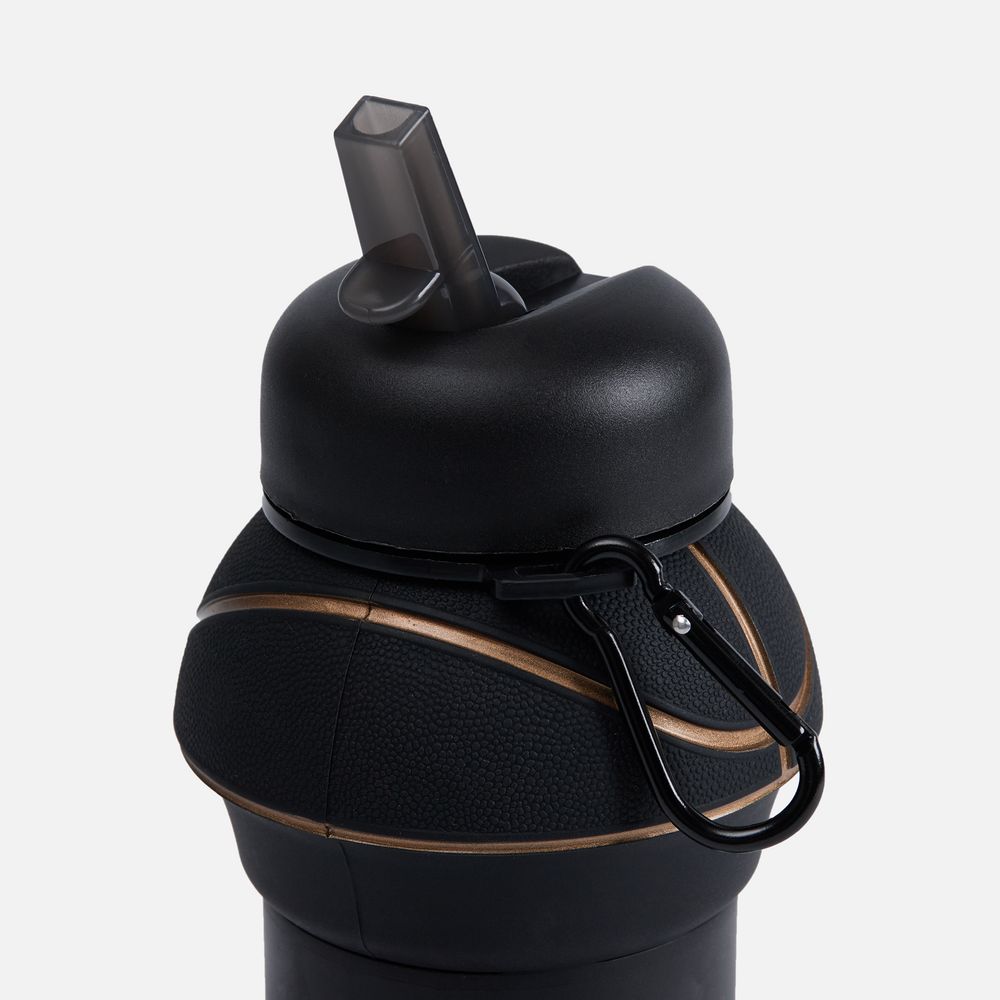 Складная бутылка для воды Basketball Flex, черная-2