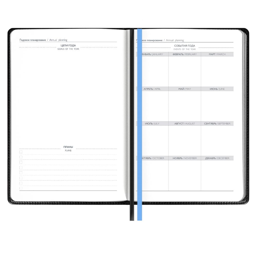 Ежедневник Alanis, недатированный, черный с голубым-4