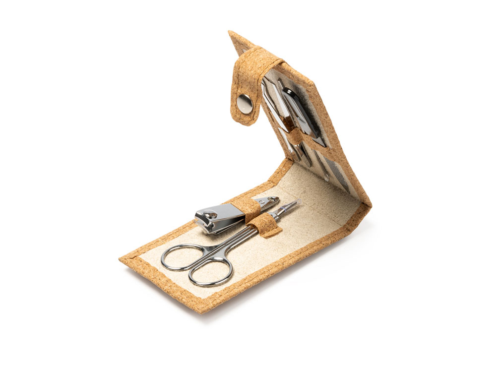 Маникюрный набор PODOX в чехле из пробки, серебристый/бежевый-3