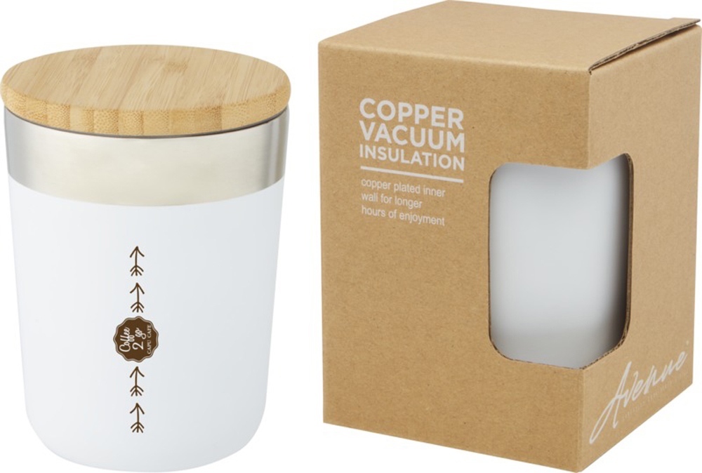 Lagan Кружка с медной вакуумной изоляцией объемом 300 мл и бамбуковой крышкой, белый-5