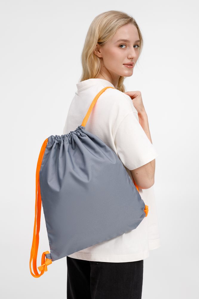 Рюкзак B3, серый с оранжевыми лямками-4
