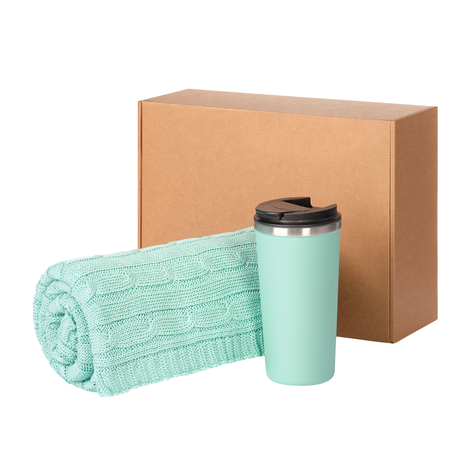 Подарочный набор Палермо, Фадо (Palermo, Fado), аква (плед, термокружка)-0