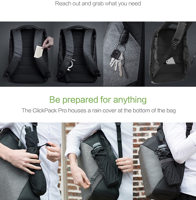 Рюкзак ClickPack Pro 46х34х16 см, комбинированный черный/серый-18