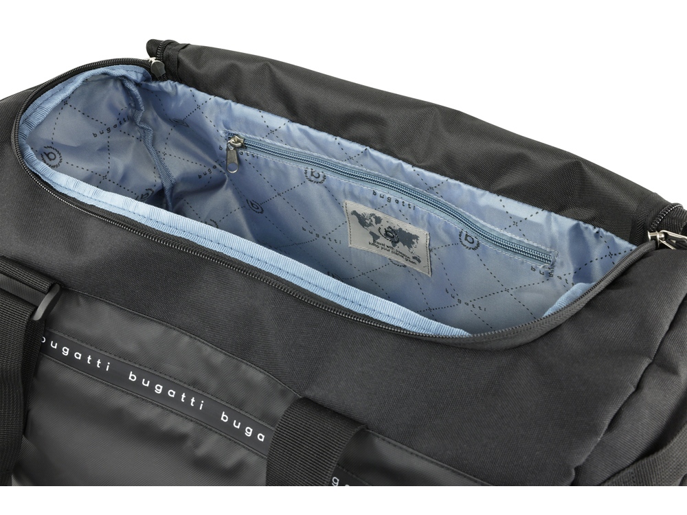 Сумка спортивная BUGATTI Blanc Delight, чёрная, нейлон RPET600D/тарпаулин/полиэстер, 47х23х28 см-6