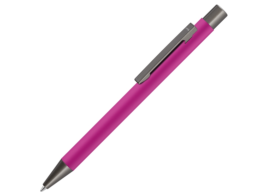 Ручка шариковая UMA STRAIGHT GUM soft-touch, с зеркальной гравировкой, розовый-0