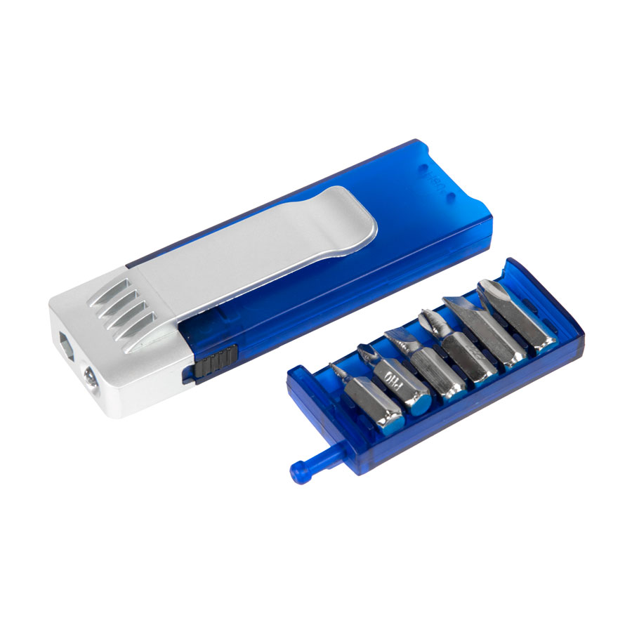 Набор отверток с фонариком, синий, серебристый-0