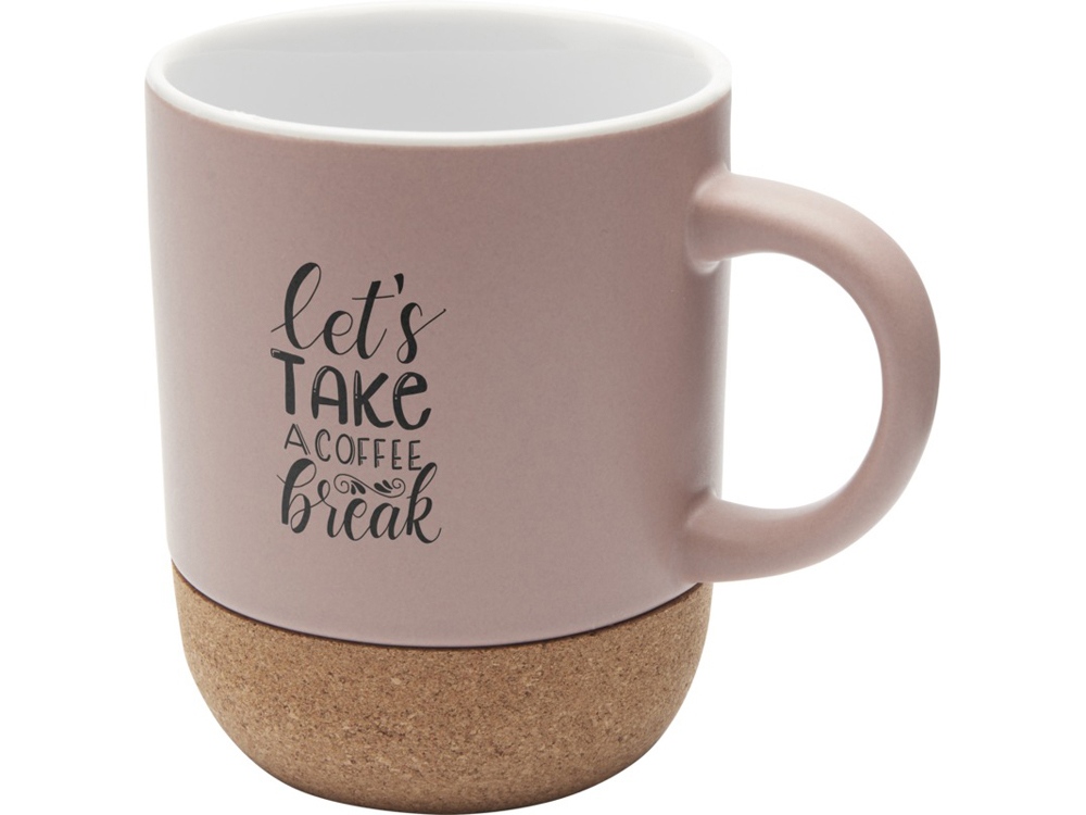 Billie керамическая кружка объемом 300 мл с пробковыми деталями и матовой отделкой, пыльно-розовый-3