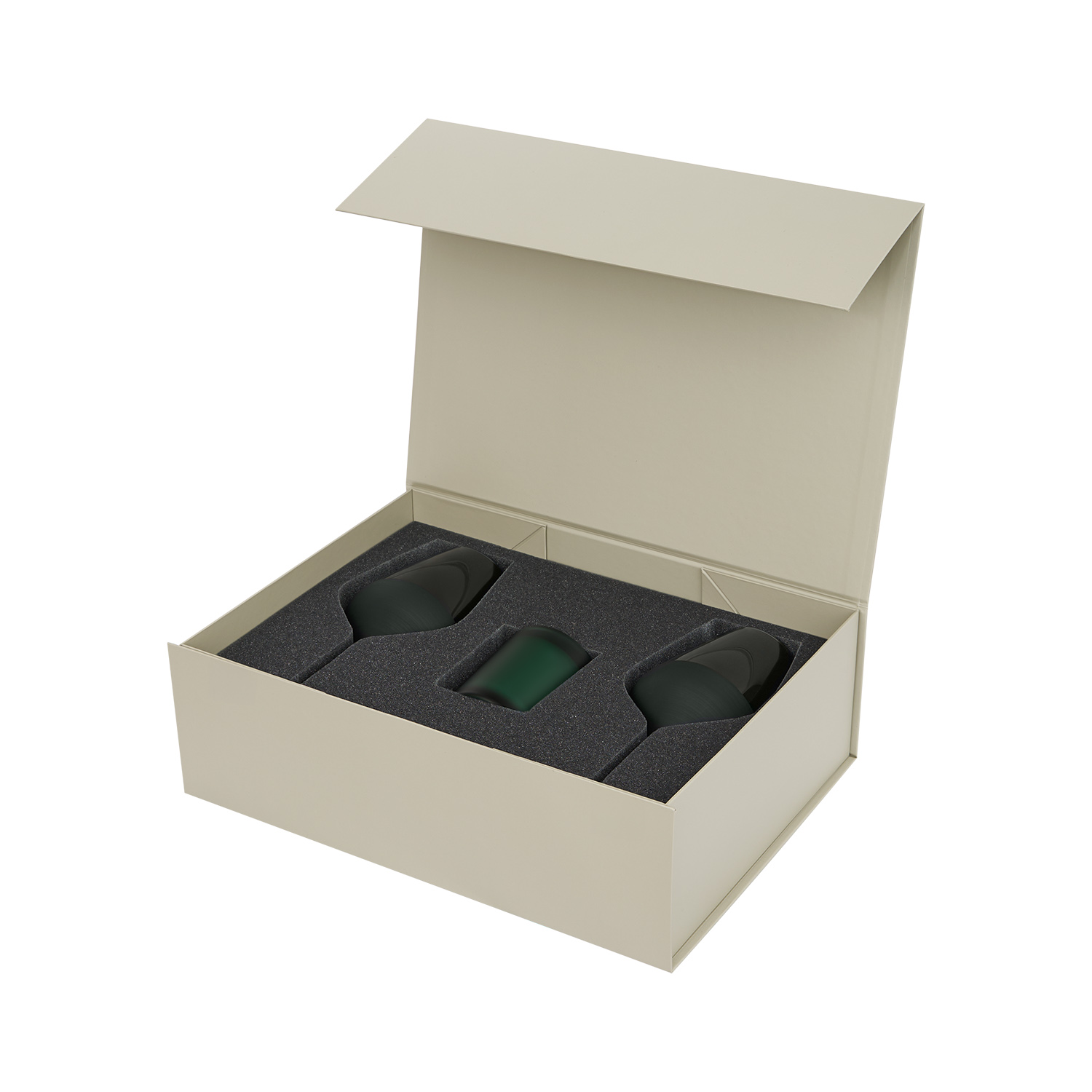 Подарочный набор свеча Энигма (Enigma) + 2 бокала для вина Эмеральд (Emerald) в серой коробке-2