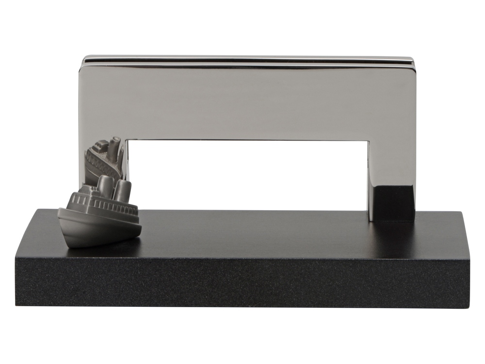 Подставка для визиток Круиз, серебристый/черный-3