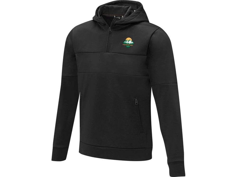 Мужской свитер анорак Sayan на молнии на половину длины с капюшоном, черный-3