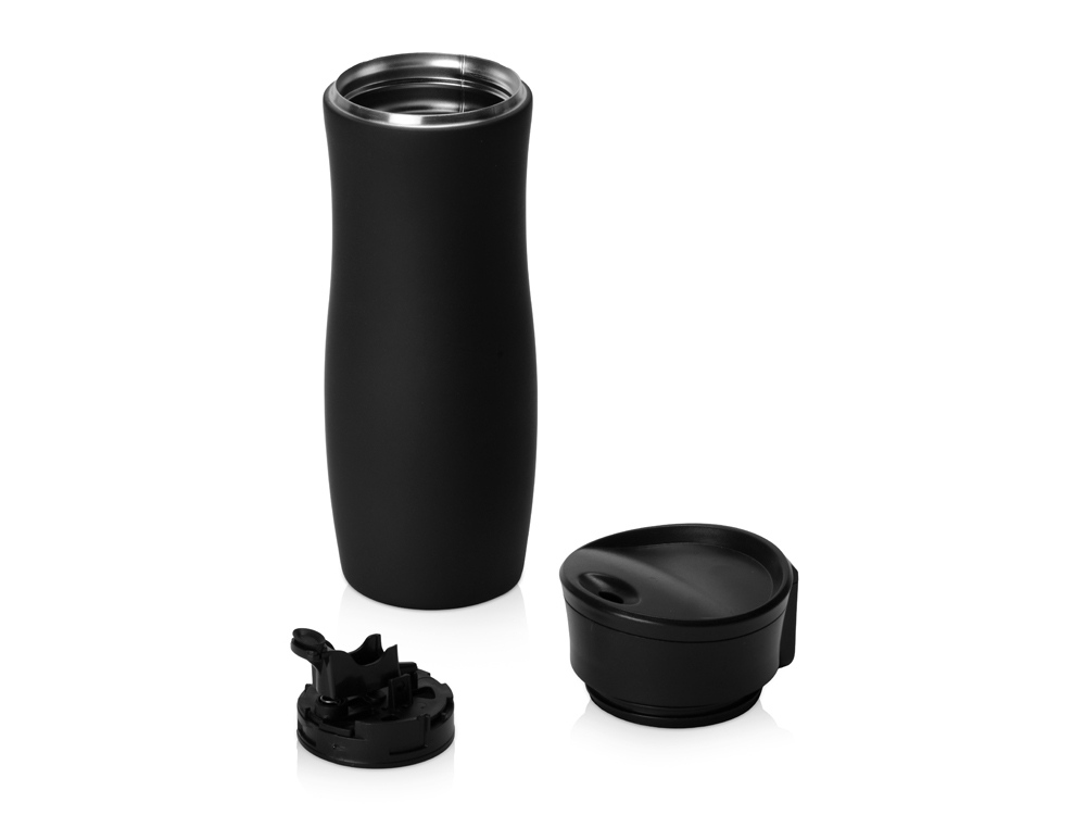 Вакуумная термокружка с кнопкой Streamline, Waterline, soft-touch, тубус, черный-2