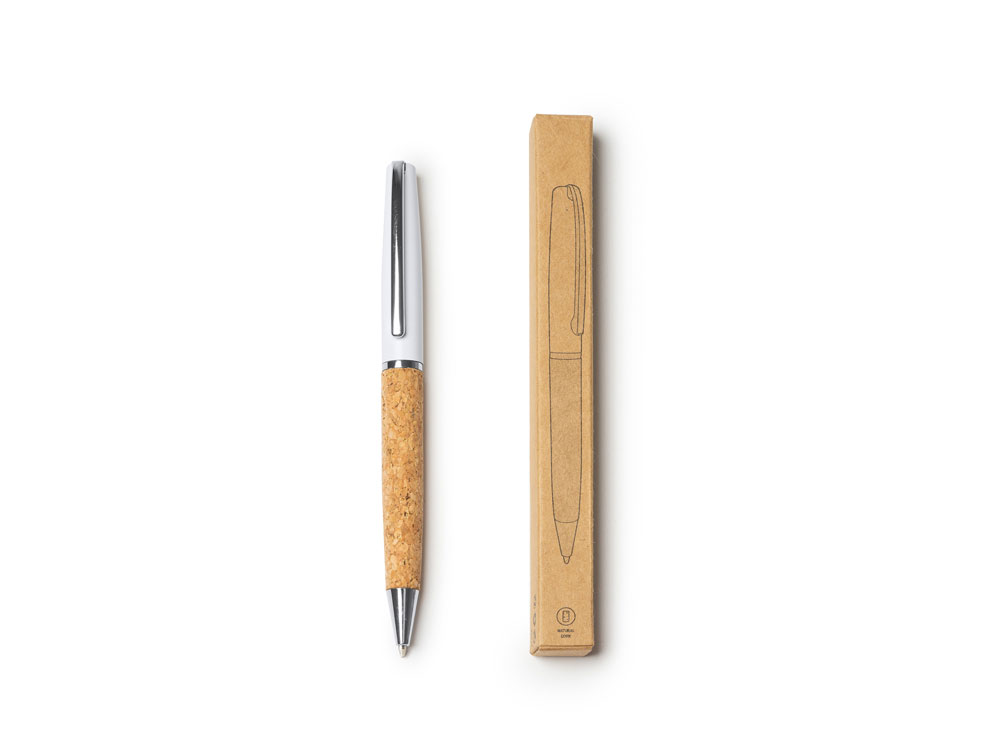 Ручка шариковая ALTON из натуральной пробки и металла, натуральный/серебристый-1