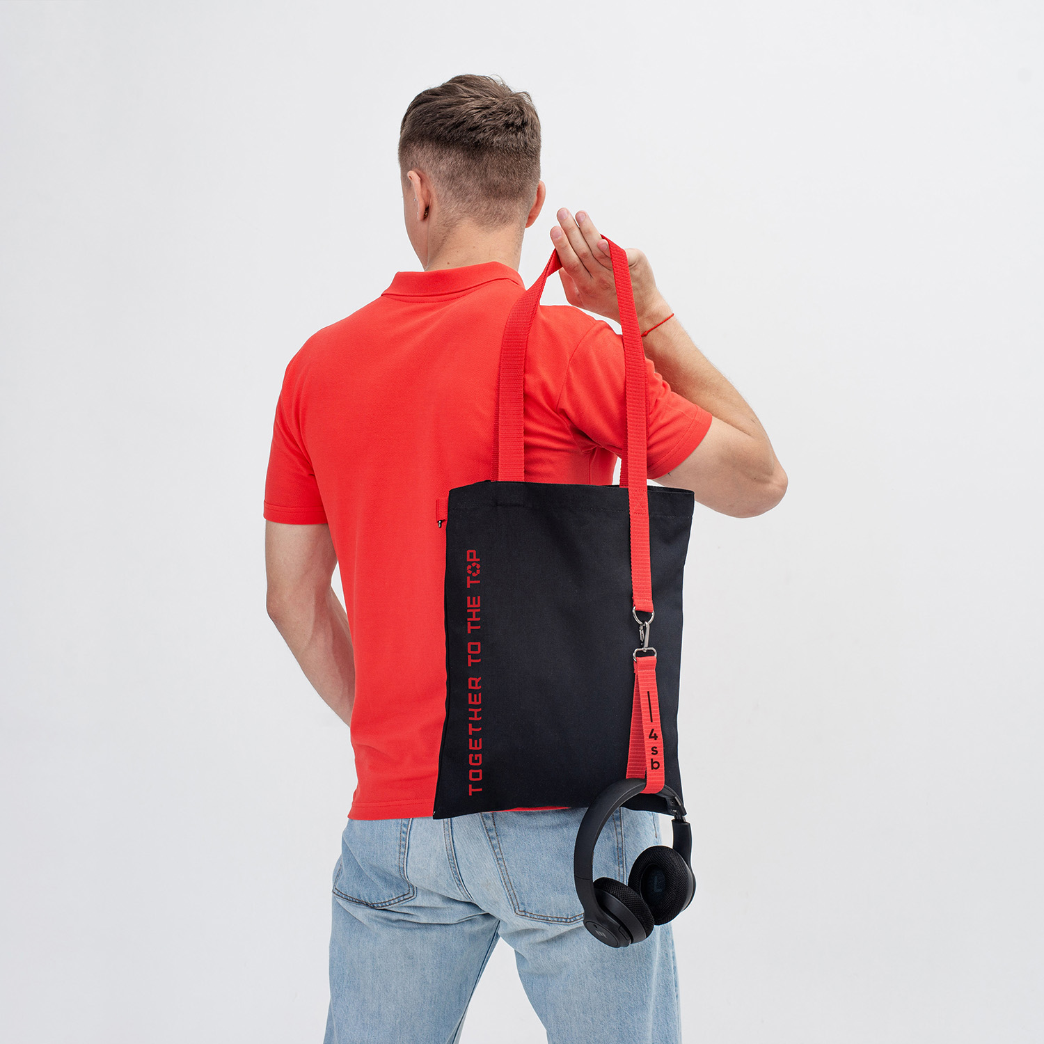 Шоппер Superbag black (чёрный с красным)-6