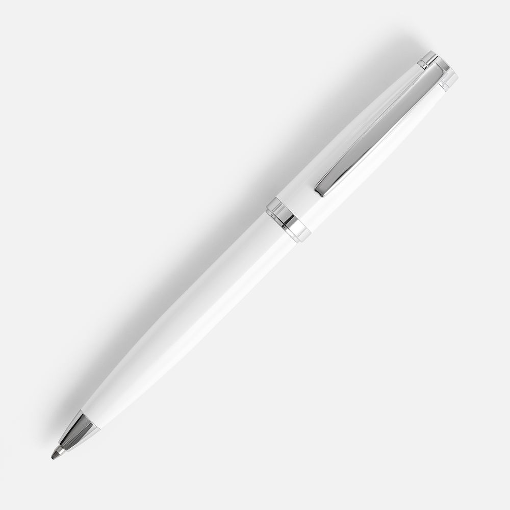 Ручка шариковая Letra Chrome, глянцевая, белая-1