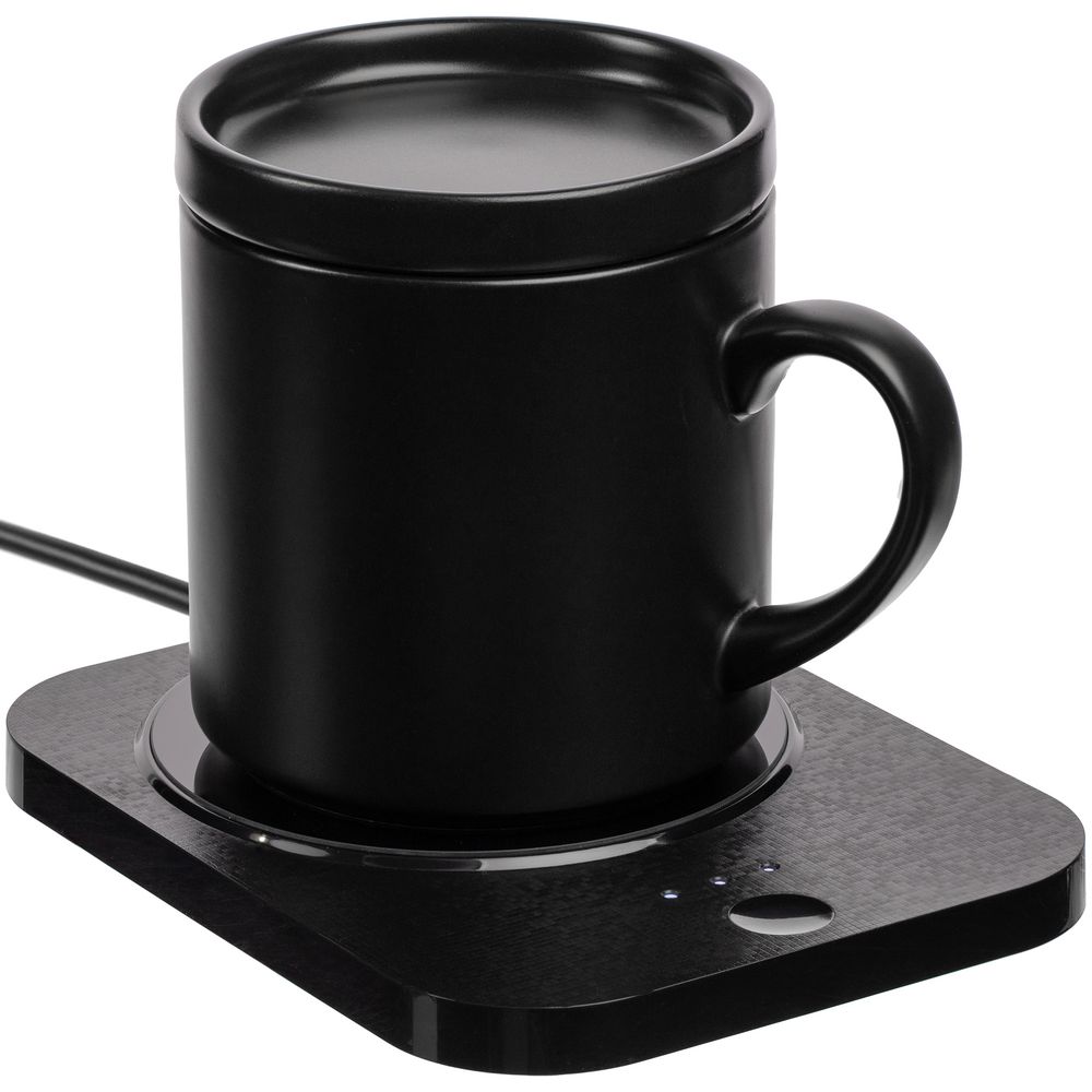 Кружка с подогревом и беспроводной зарядкой dualBase plus, черная-1