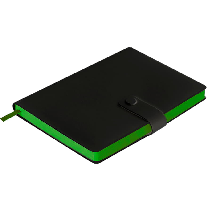 Ежедневник недатированный Stellar, А5, черный, кремовый блок  в линейку, с зеленым обрезом, черный, зеленый-6