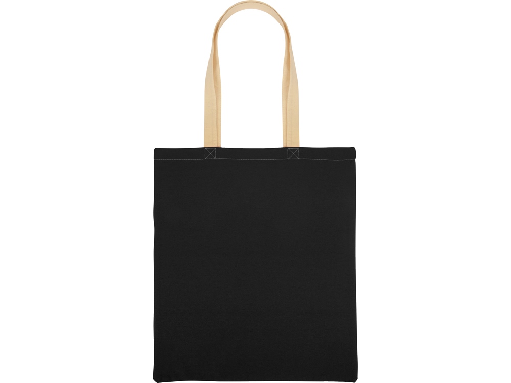 Сумка для шопинга Twin двухцветная из хлопка, 180 г/м2, черный/натуальный-5
