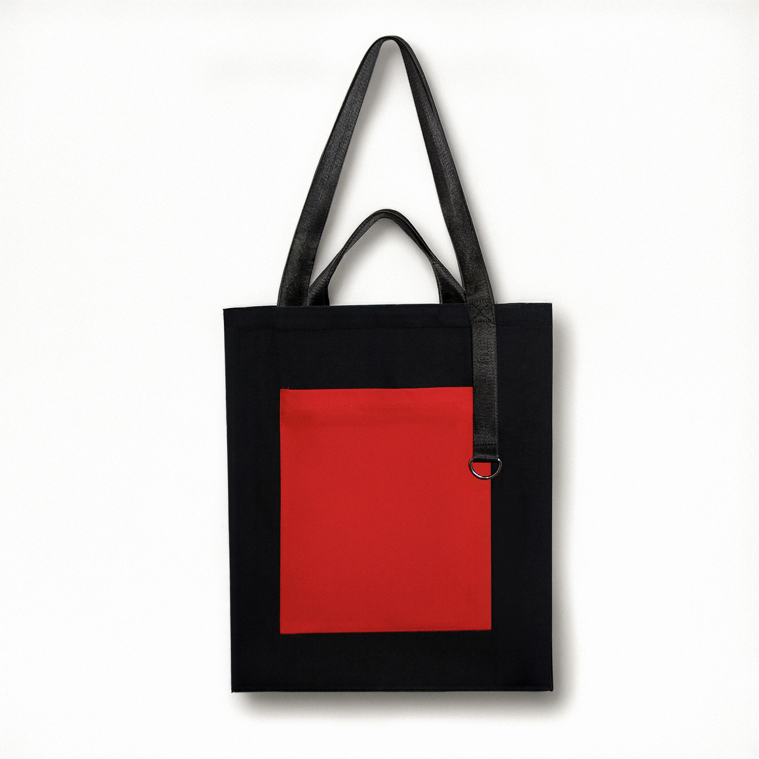 Шоппер Superbag Big Pocket, с карманом на молнии (черный с красным)-1