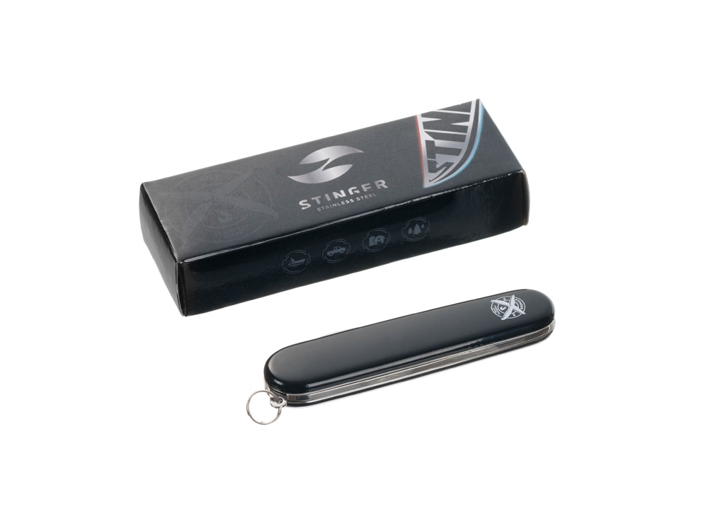Нож перочинный Stinger, 90 мм, 2 функции, материал рукояти: АБС-пластик (черный)-8