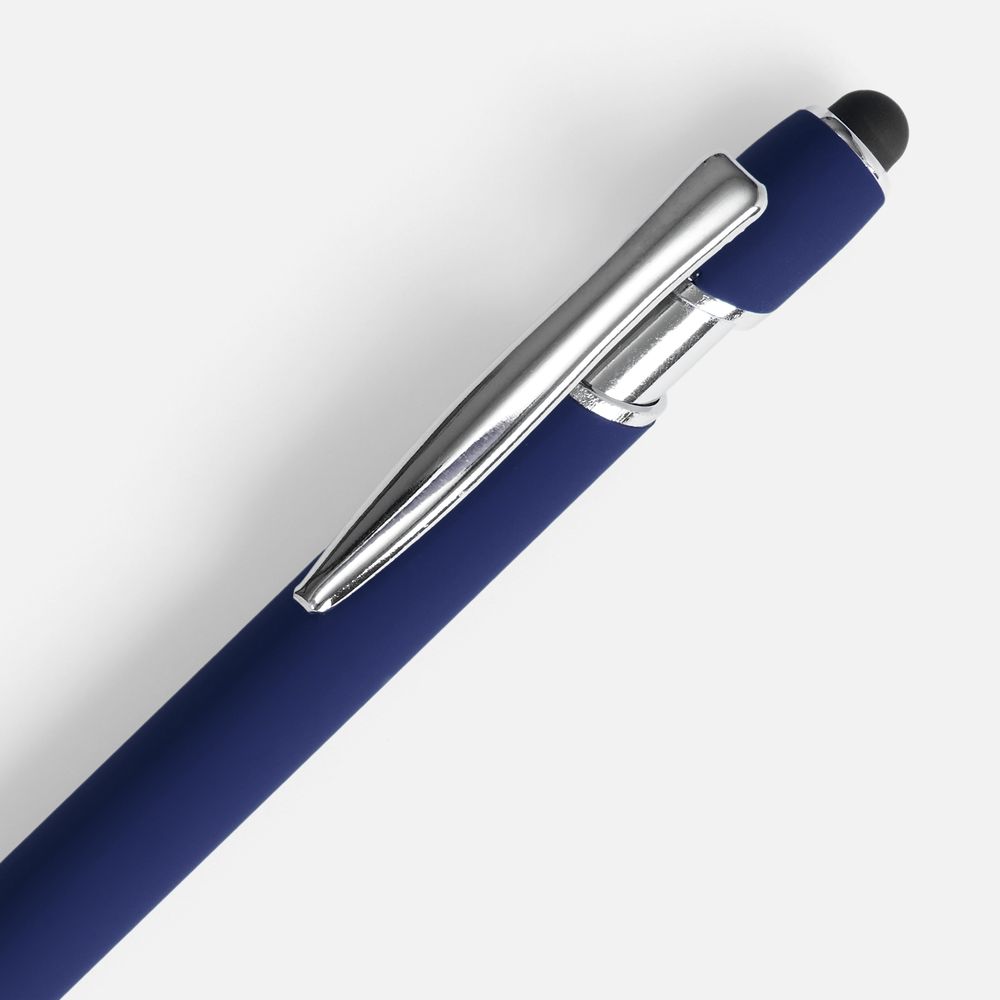 Ручка шариковая Pointer Soft Touch со стилусом, темно-синяя-3