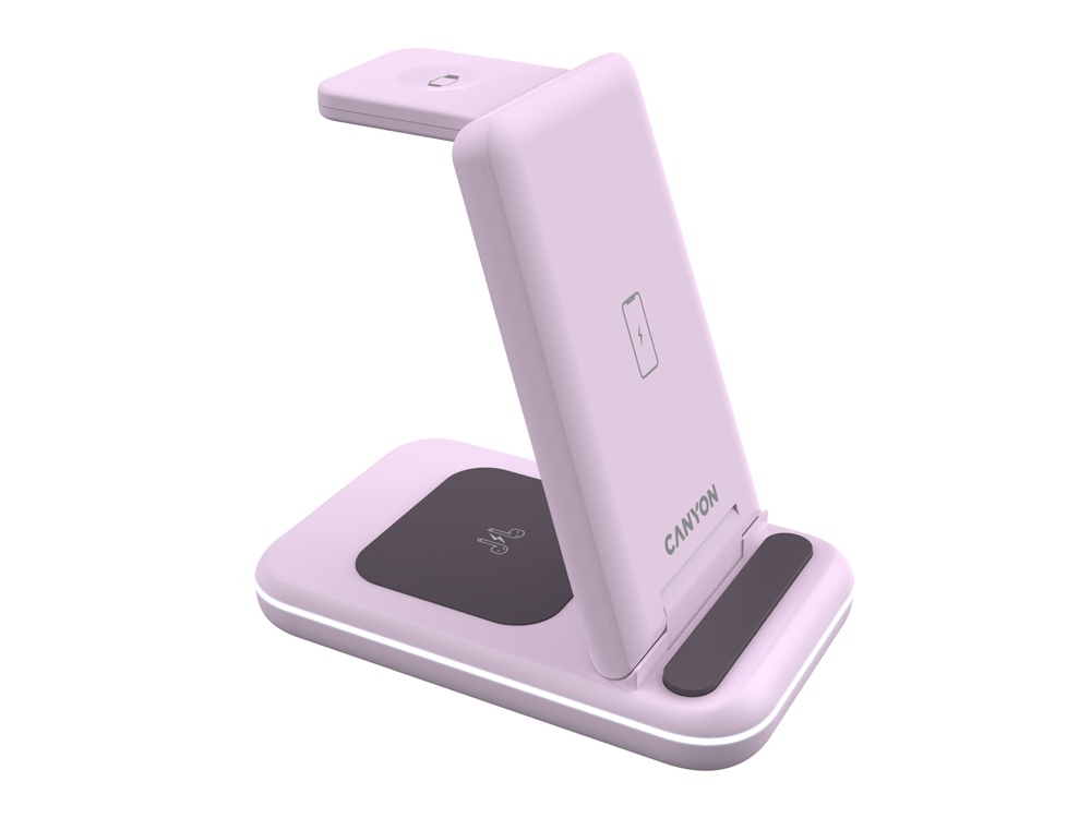 Беспроводное зарядное устройство 3-в-1 CANYON WS-304 (CNS-WCS304B), 15W, розовый-5