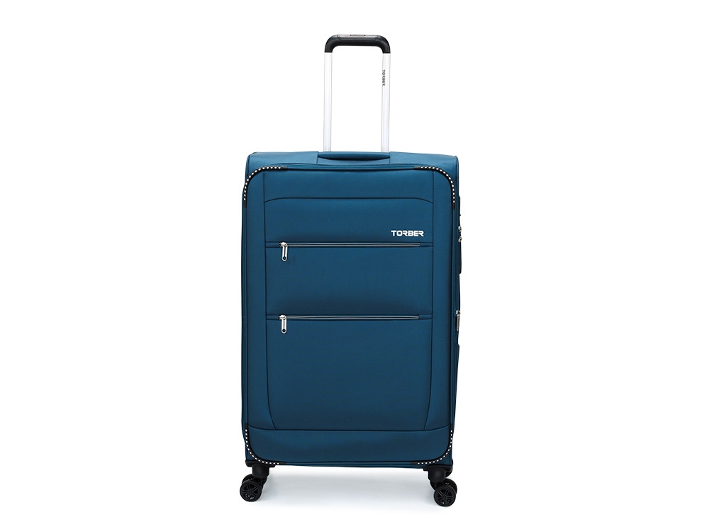 Чемодан TORBER ВИВИ, синий, полиэстер, 48 х 28 х 78 см, 89 л-1