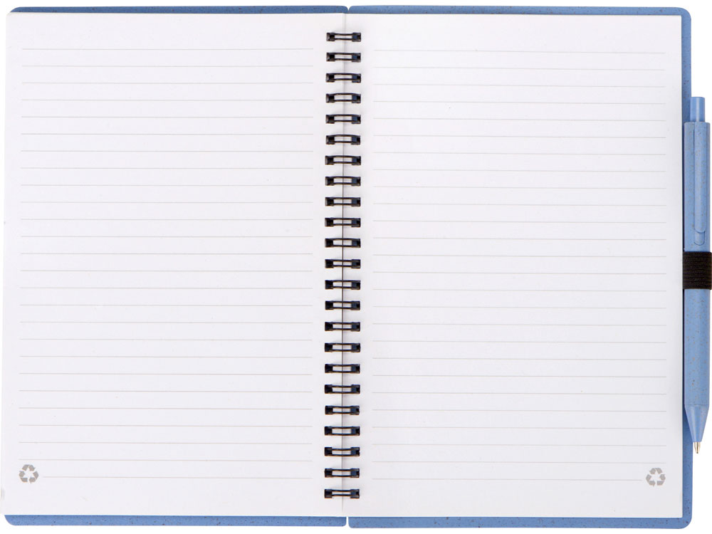 Блокнот А5 Toledo M, синий + ручка шариковая Pianta из пшеничной соломы, синий-6