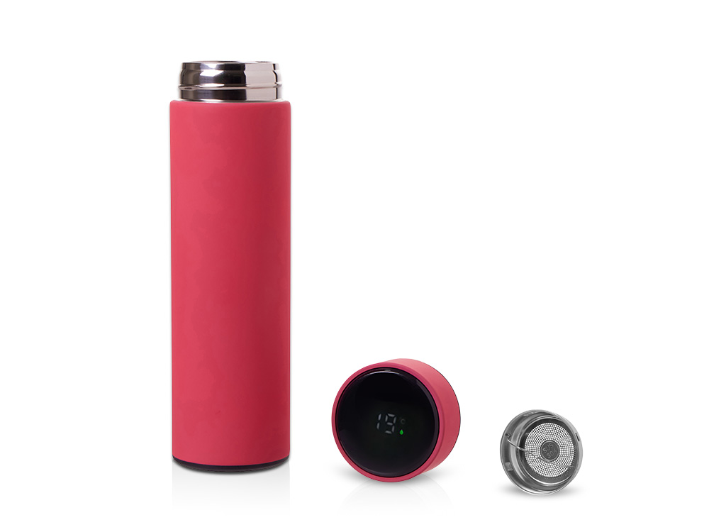 Термос FAMILY MARK LED, soft touch (Фуксия)-0