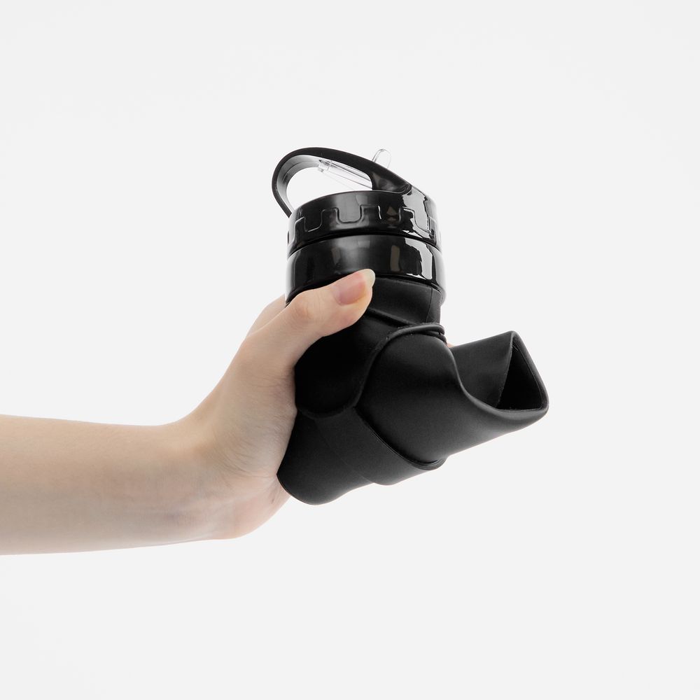 Складная бутылка для воды Langfossen, черная-3