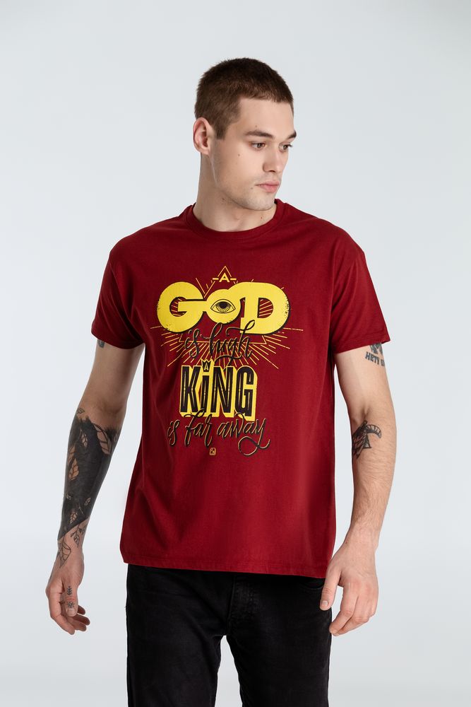 Футболка A God is High, гранатово-красная-0