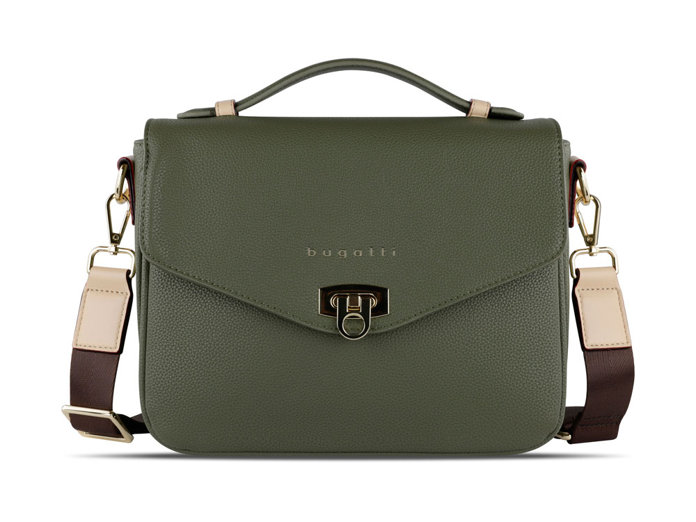 Сумка женская BUGATTI Ella, оливковая, полиуретан, 29х10х22 см-1