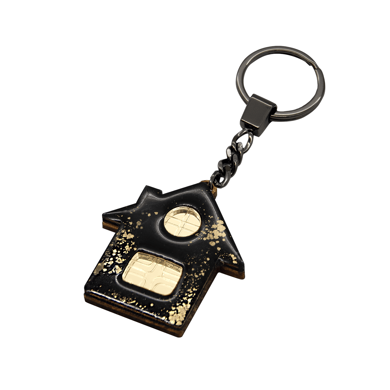 Брелок Дом (черный с золотом)-2
